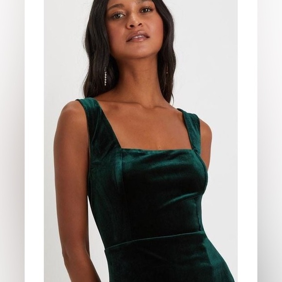 Lulus Baby You're The One Emerald Green Velvet Sleeveless Midi Dress L NWT 90’s - Picture 4 of 8